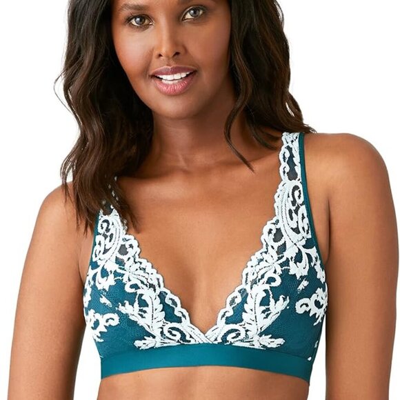Wacoal Bralette Women's Large Green Lace Instant Icon Semi-Sheer - Picture 8 of 8